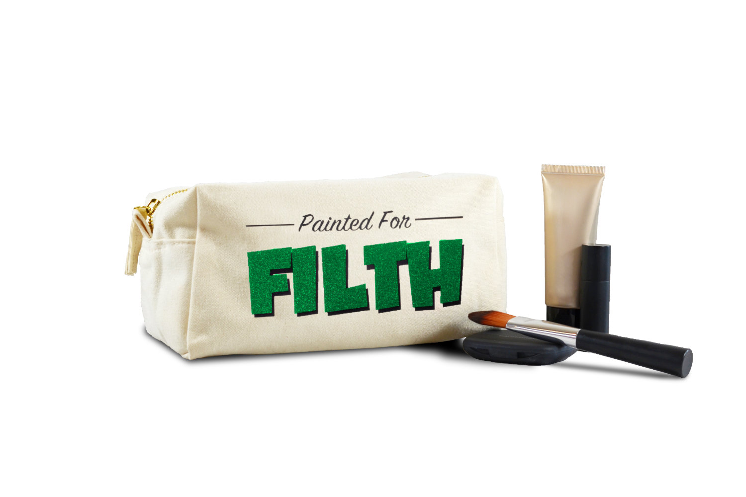 Painted For Filth Rectangle Green Glitter